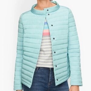 Talbots Quilted Down Puffer Jacket Flattering Sea Green Women's S